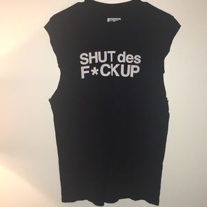 Petals & Peacocks Shut Up Muscle Tank in Black